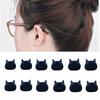 12 Pcs Cute Black Cat Ear Anti-Slip Glasses Ear Grips, Soft Silicone Eyeglasses Temple Covers To Prevent Slipping