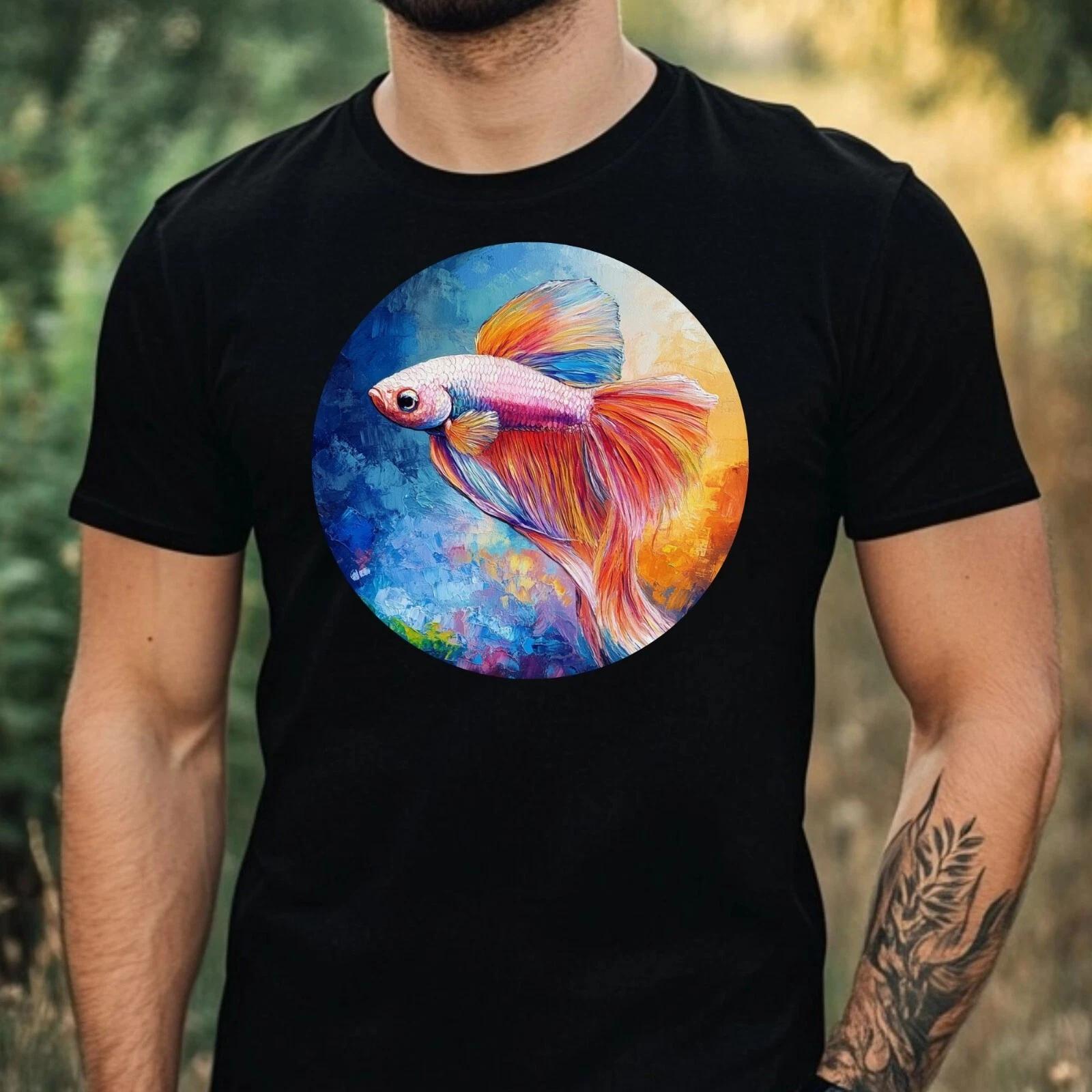 T-Shirt Herren Kampffisch Portrait Motiv Baumwolle Größe XS bis 5XL S