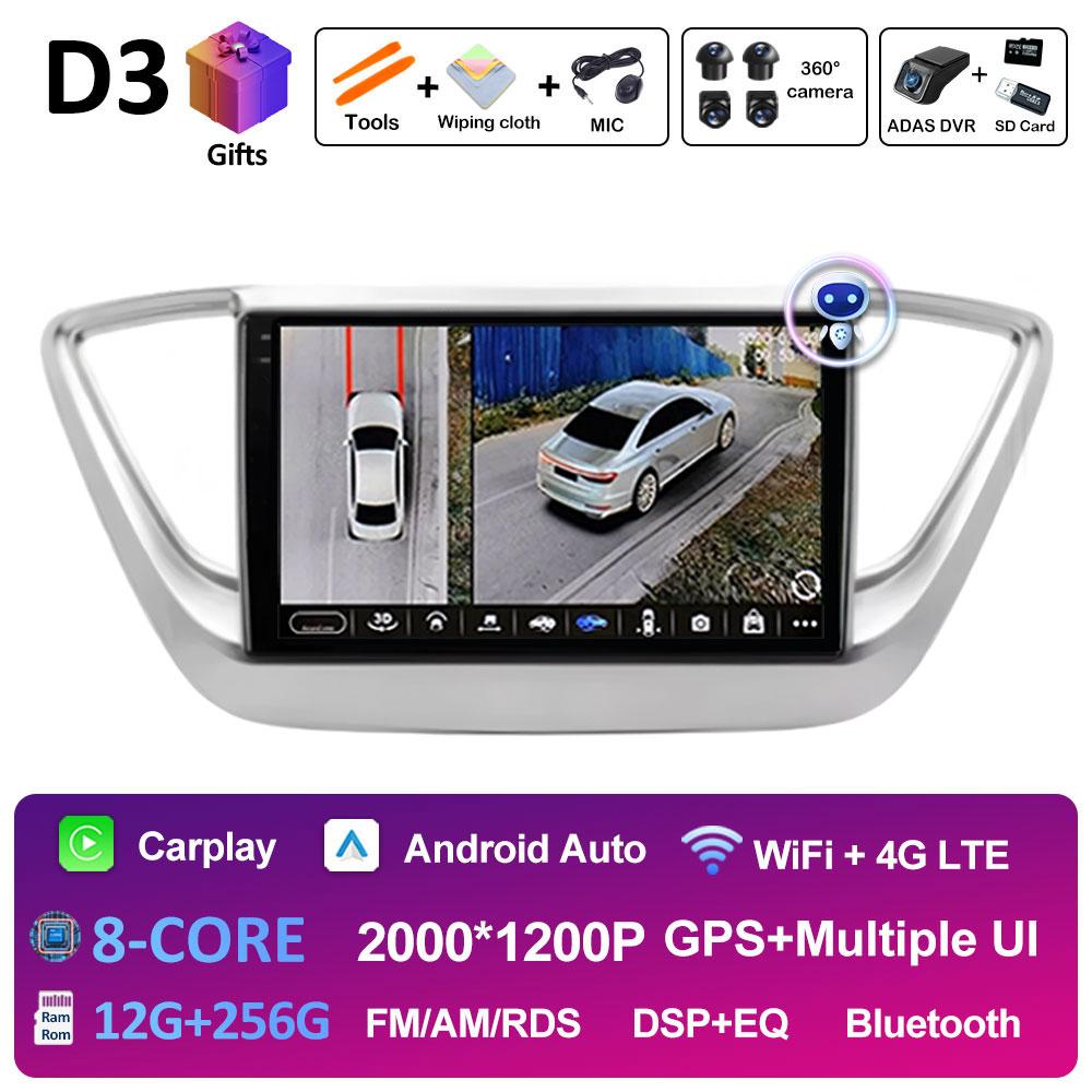 For Hyundai Solaris 2 Verna Accent 2017 2018 2019 2020 DSP Stereo Autoradio 9 inch Wireless Carplay Cooling fan WIFI Accessories