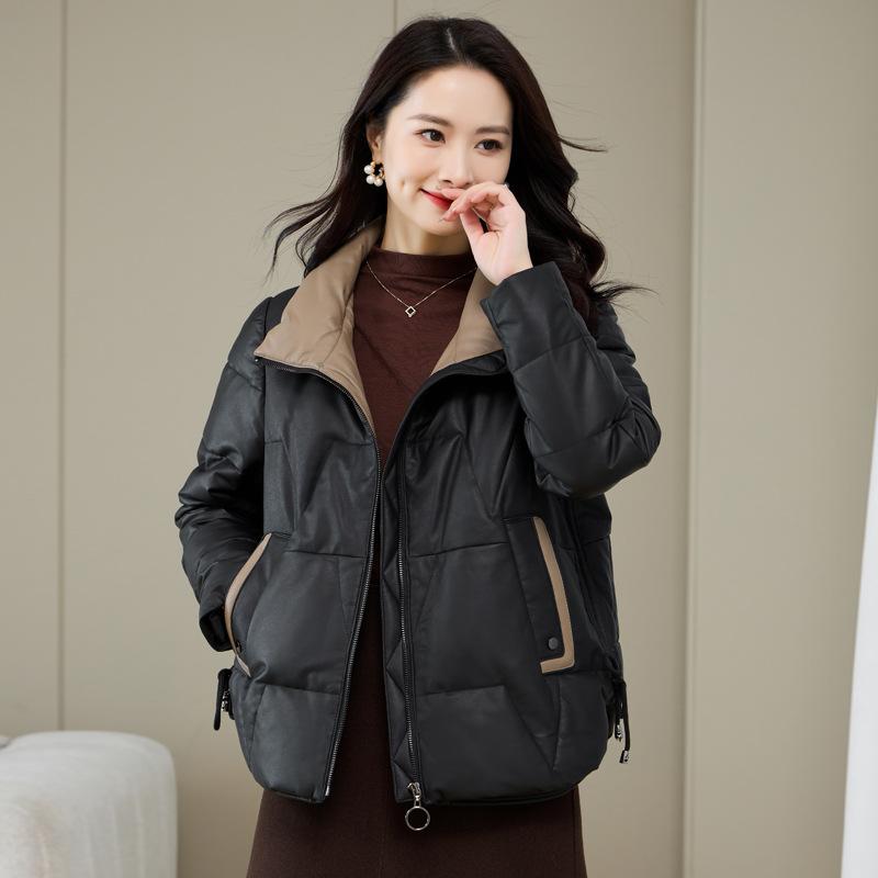 

Куртка из натуральной кожи женская кожаная куртка-пуховик женская зимняя новая свободная куртка из овчины короткая куртка пальто для невысоких людей 2XL