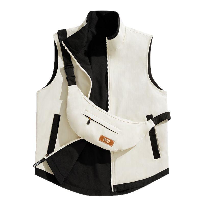 

Новые мужские жилеты со стойкой для мужчин и женщин, одинаковые для пар на осень и зиму, рюкзак однотонный, удобный жилет, теплые плечи XXXL