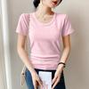 2026 Summer Women's Ribbed Slim Fit Short Sleeve T-shirt - Versatile & Stylish Plus Size Top