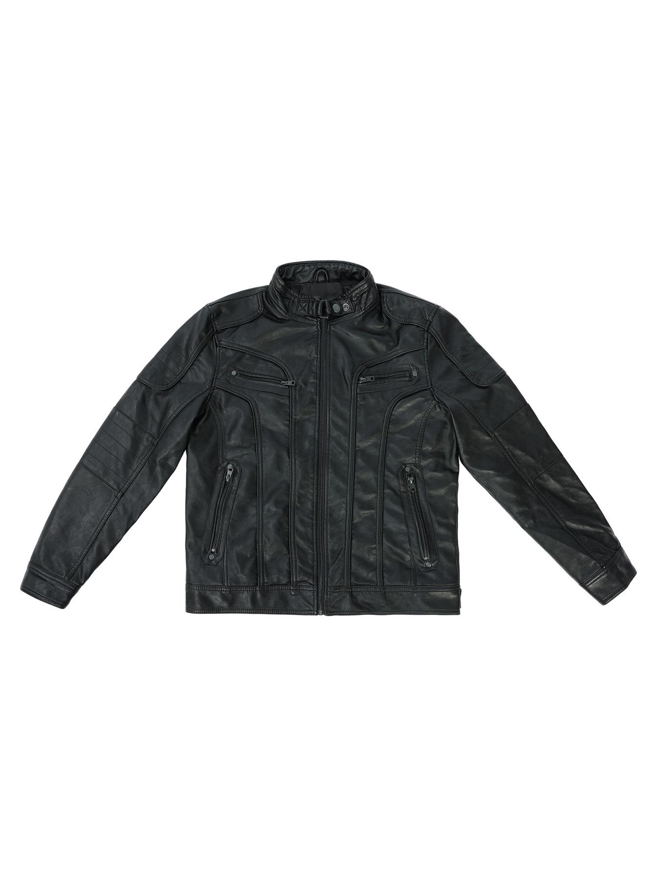

Annual Cross-Border Special For Young Men S Pu Leather Jacket Autumn And Winter Cycling Clothes Casual Stand-Up Collar Locomotive Jacket XXL чорний