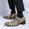 Herren Loafer mit Leopardenmuster, Leder, Cuban Heel, für Party oder Hochzeit