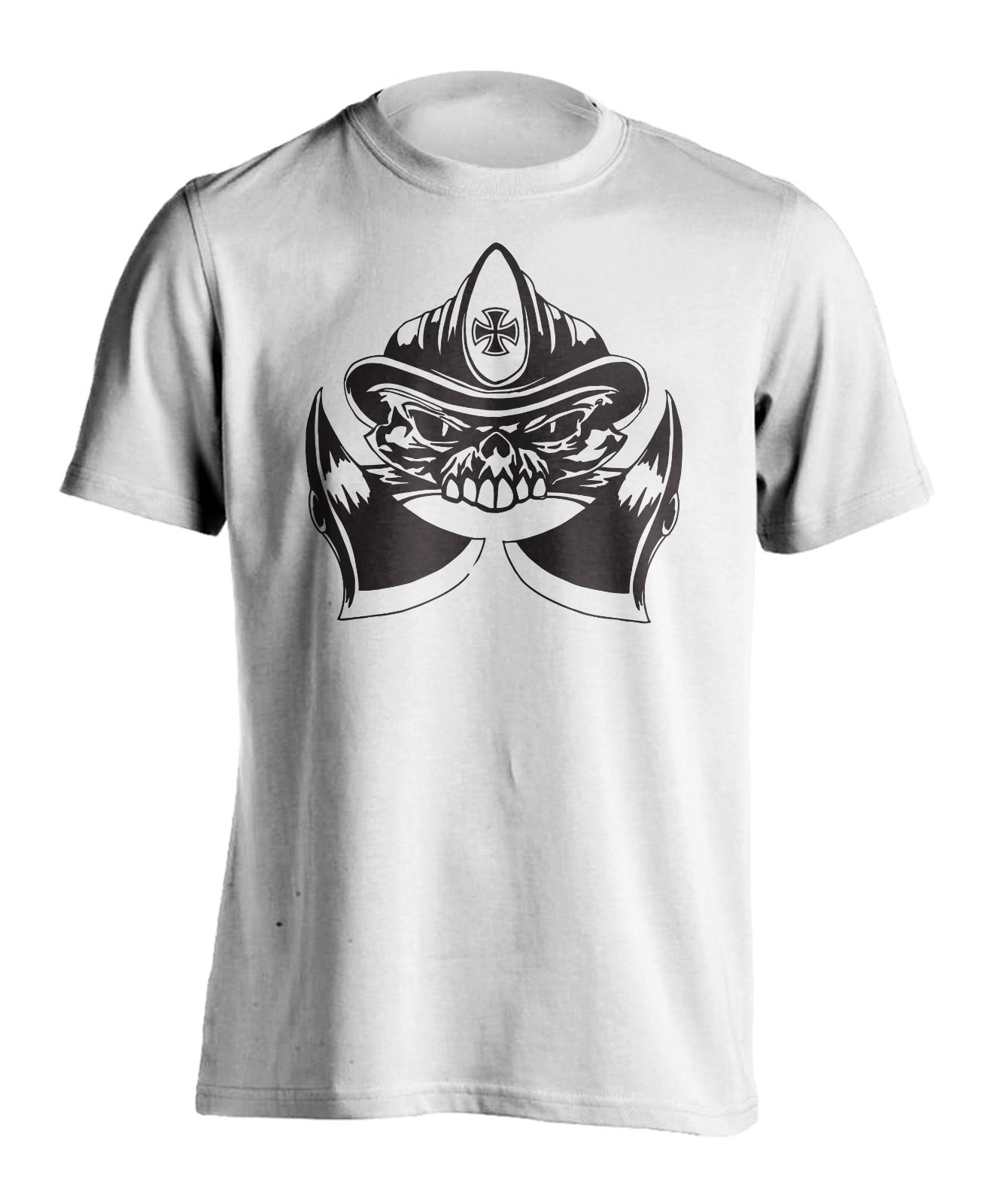 New Men s Firefighter Skull T-Shirt Fire and Rescue Workout Gym Sports Tee Shirt S разноцветный