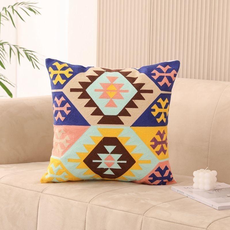Retro Ethnic Style Printed Pillowcase: Pattern Sofa, Living Room Cushion Cover, Bedroom Bedside Pillow Cover