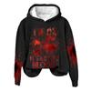 Dames 3D Blodige Bokstaver Trykket Langermet Løs Hettegenser Ny Halloween Damer Casual Langermet Genser