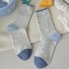 Sock Children's Mid-length Autumn-winter Cute Cartoon Cat Pile-up Socks for Girls, Spring-autumn Long Socks with Embroidery