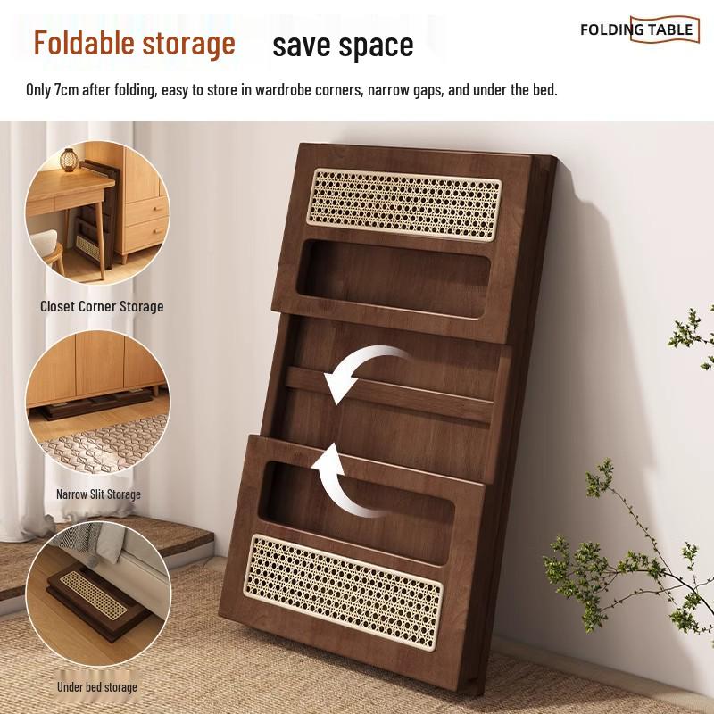 Faltbarer Teetisch aus massivem Holz im chinesischen Stil für Erker & Balkone – Kompakter niedriger Ess- & Tatami-Tisch