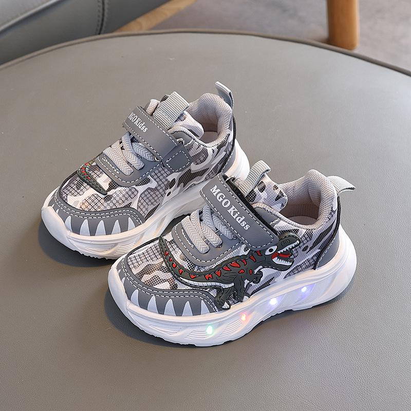 Kids' Spring 2026 Dinosaur Mesh Light-Up Sports Shoes