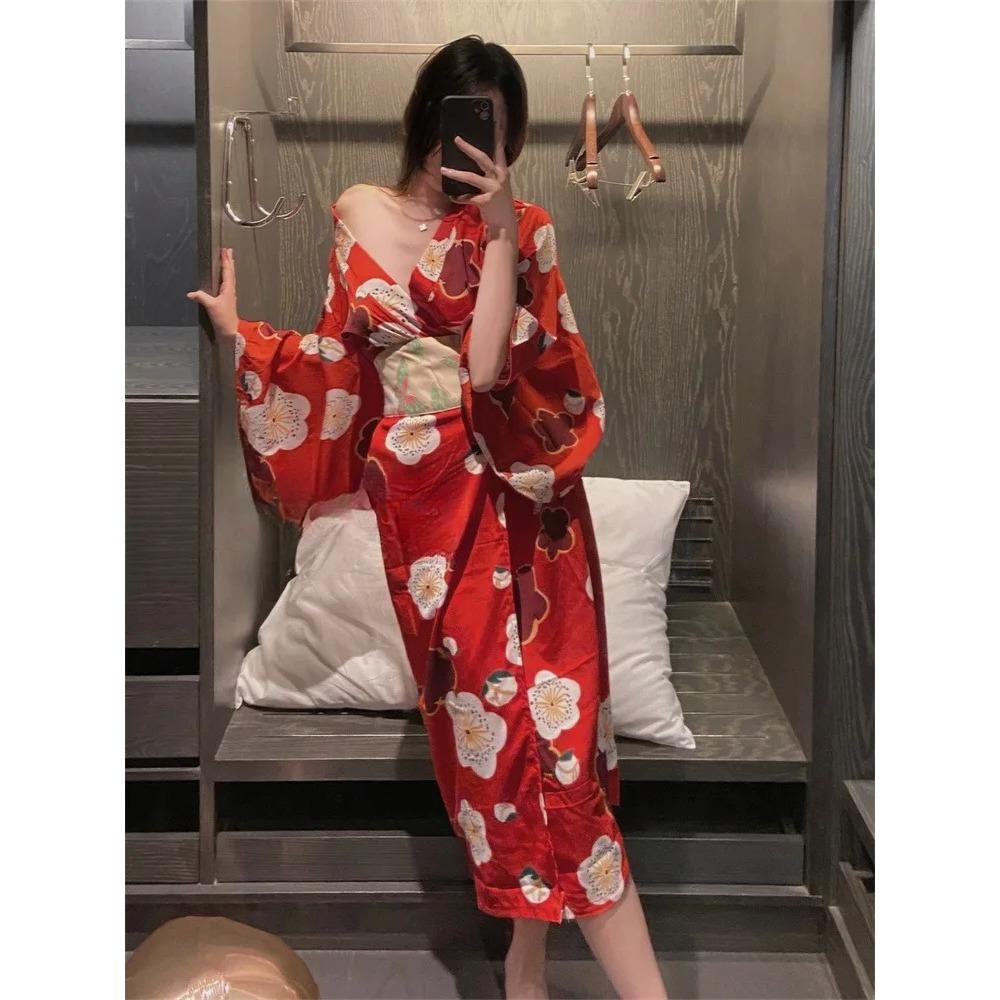 Japanese Kimono Uniform Cosplay Christmas Lingerie Waist Belt with Robe Temptation Costumes Pajamas for Women Underwear Sex Show