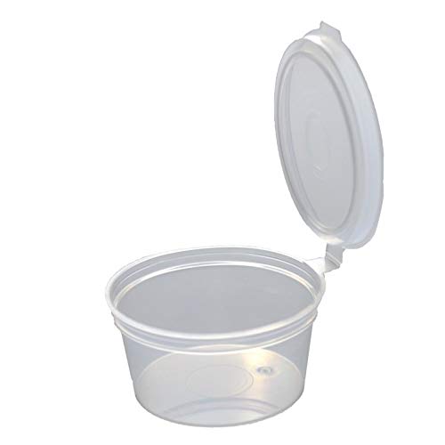 Leak-Resistant Takeout Containers, 1 oz (25ml), PP, 50-Count, with Snap-Closing Hinged Lids, for Sauces and Condiments, Disposable, Takeaway