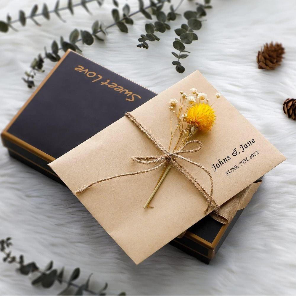 20pcs Blank Kraft Envelopes Sealing Pe Greeting Card Vintage Kraft Paper Postcard  Gift Packaging