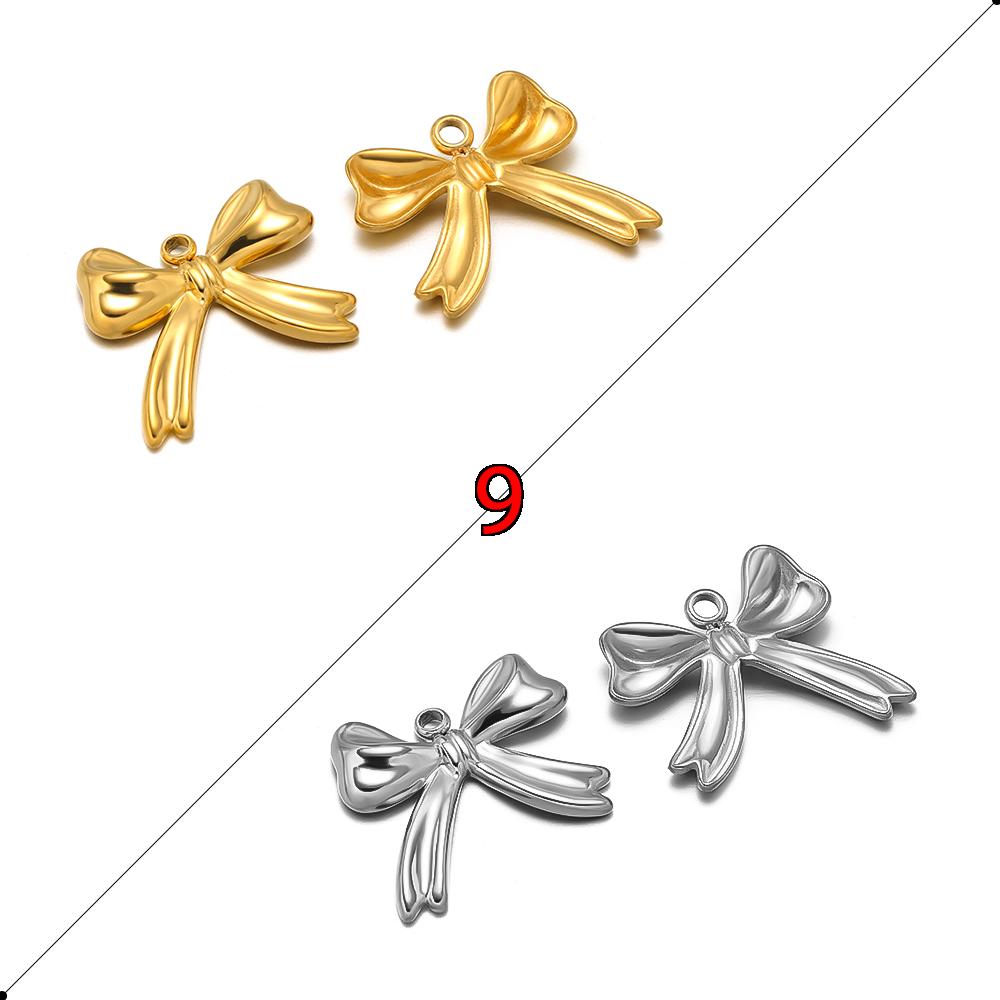 5pcs Stainless Steel Bow Knot Cute Fashion Summer Series Simple Style Pendants for Necklace Earrings Making Handmade DIY Jewelry
