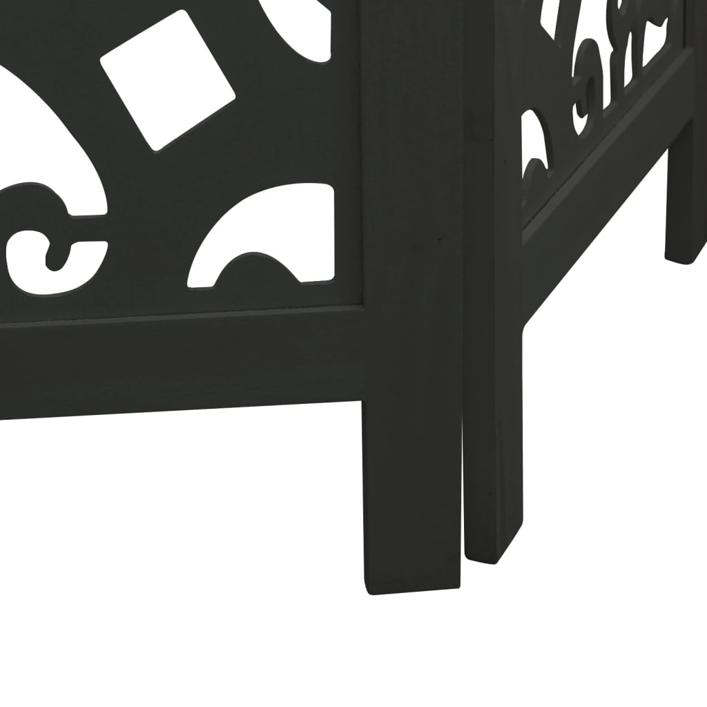 Vidaxl Room Divider, 4-Panel, Black, Solid Paulownia Wood