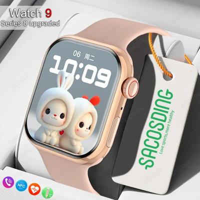 2024 GPS Track Watch 9 NFC AI Voice Smart Watch Mulheres Série 8 Tela de 1,75 polegadas Bluetooth Chamada Freqüência Cardíaca Pressão Arterial Homens Smartwatch + Caixa