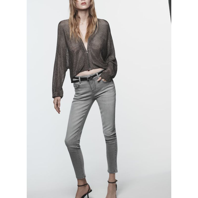 Za New Fall Women's Clothing Commute Leisure Base Skinny Pants Mid-Waist Elastic Tight Denim 0108221