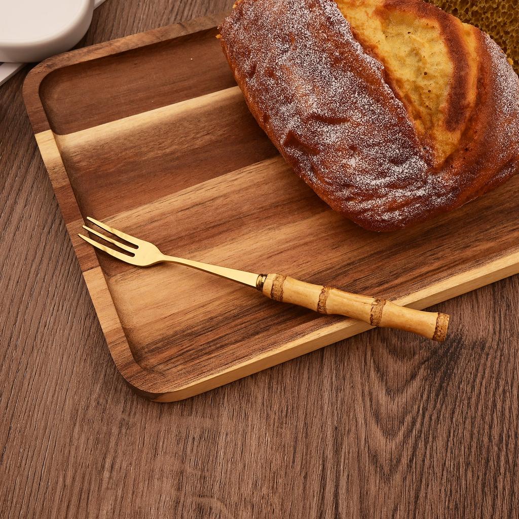 Příborová sada s bambusovou rukojetí, Nerezová příborová sada Nože Vidličky Lžíce Příbory pro Svatbu Domov Restauraci Večírek, 20 KS Servis pro 4 osoby