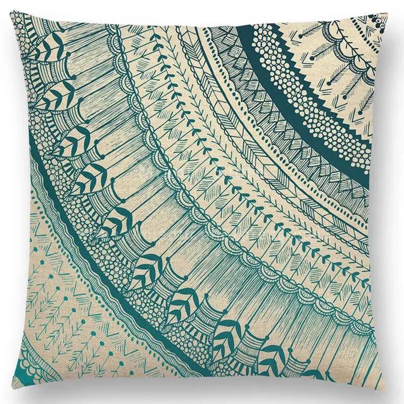 Schönes Blatt-Blumenmuster Mandala Kissenbezug Jahresringe Wunderschöne Blumen Drucke Sofakissenbezug Heimdekoration Dekorativ