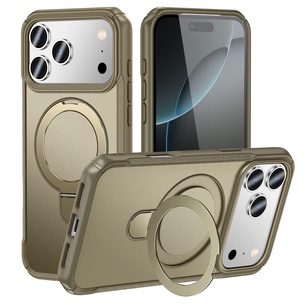 For iPhone 17 Pro Shockproof Case TPU+PC Phone Cover Compatible with MagSafe Rotating Kickstand