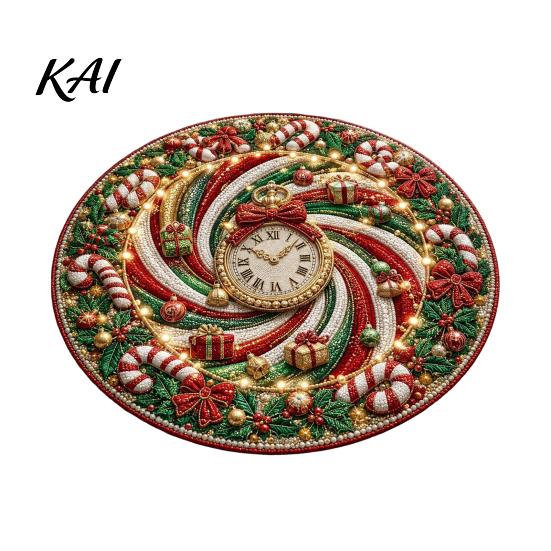 Durable Floor Rug for Holidays Round Christmas 3D Rug, Optical Illusion Area Santa Gnome Living Room Entrance Pattern, Non-slip Holiday Mat