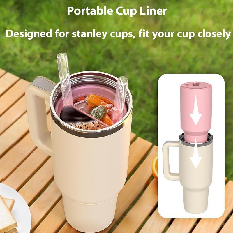 

For Stanley 40oz Cup 2-Divided Silicone Liner 2 Compartment Water Cup Lining (BPA Free,No FDA) Pink