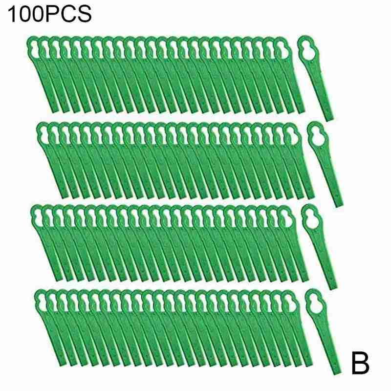 100Pcs Plastic Cutter Blades For Electric Cordless Grass Trimmer Strimmer Blades Garden Lawn Mower Replacement Tool