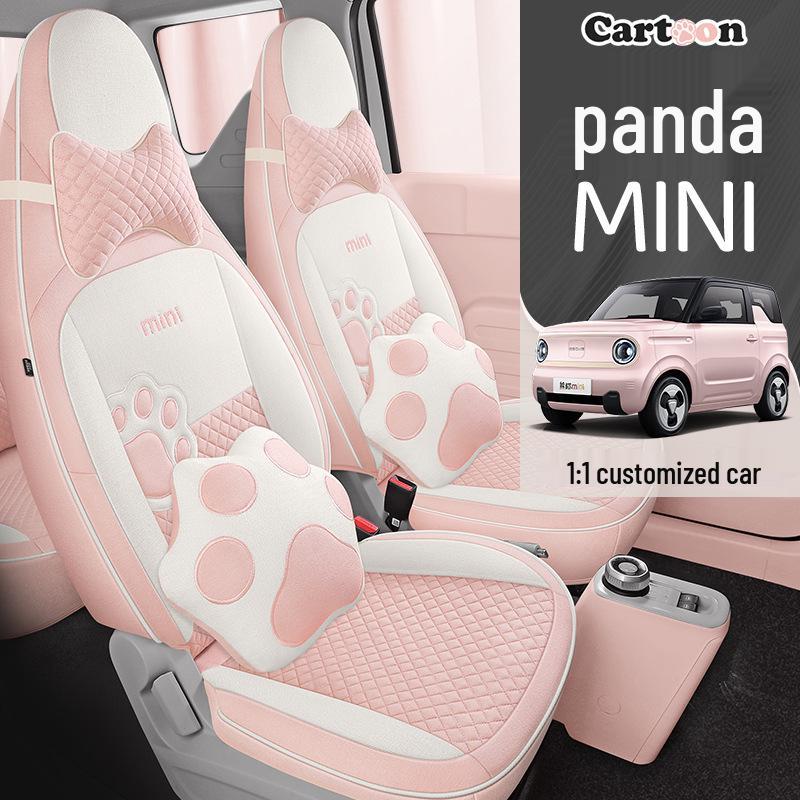Panda Mini Linen Full Coverage Car Seat Cushion for All Seasons
