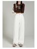 Women's High-Waisted White Wide-Leg Jeans - Spring 2026 Collection, Versatile Slimming Loose Fit, Floor-Length Straight Pants