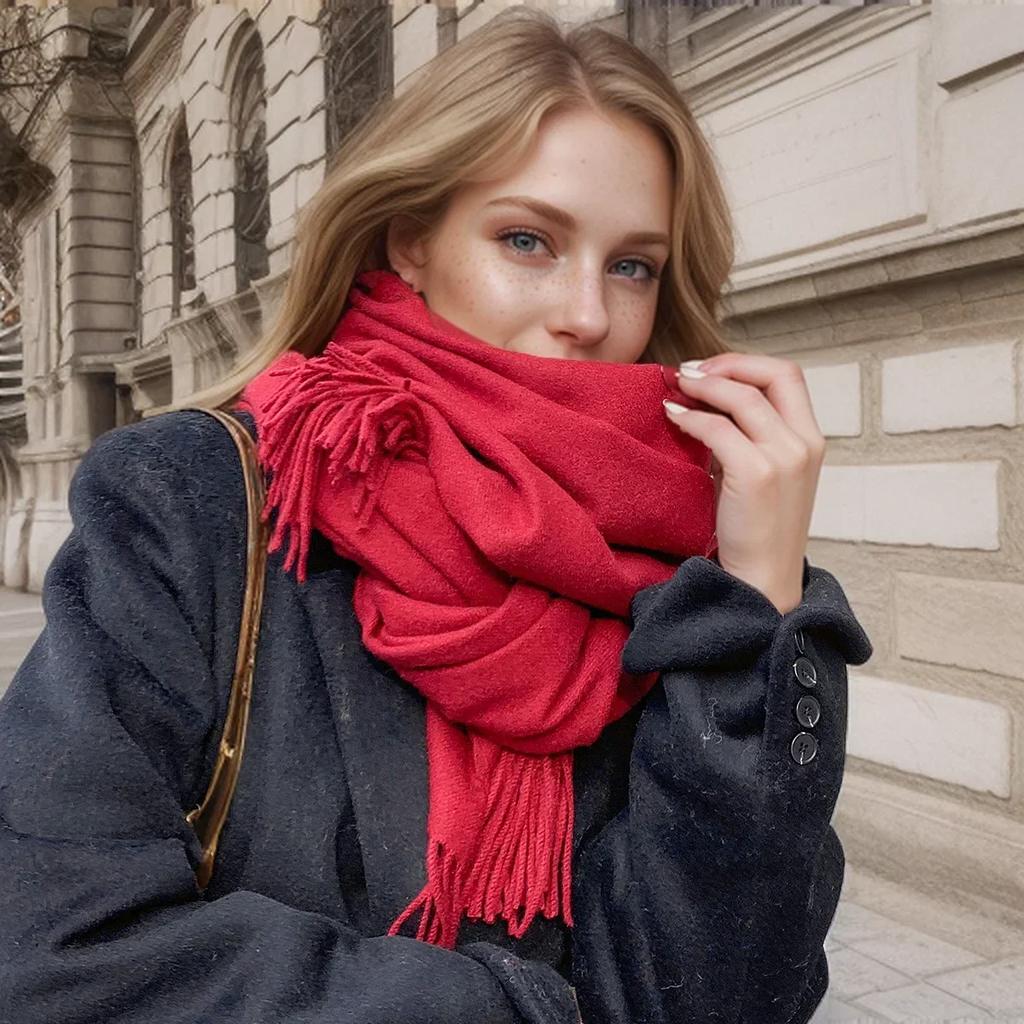 Solid Color Cashmere Scarf For Women Thick Warm Winter Pashmina Shawls Wraps Tassel Female Blanket Echarpe Bufanda Hijab