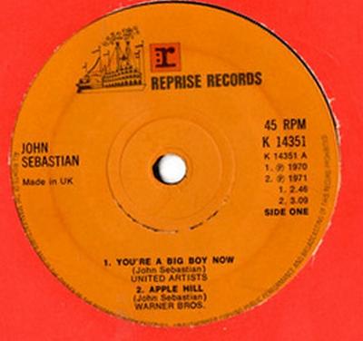 7inch Record JOHN SEBASTIAN - You're A Big Boy Now K14351 Reprise Records 1974 UK Pop Used