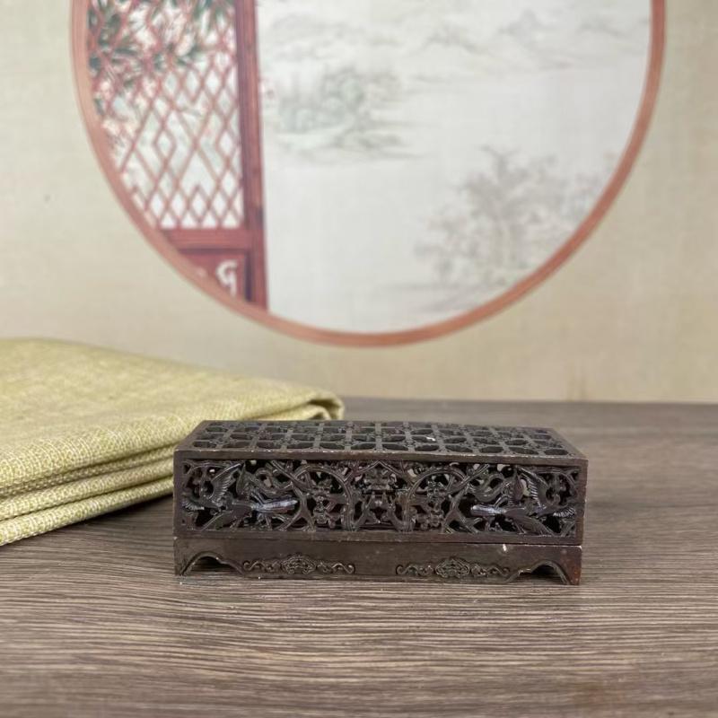 Antique Ebony Box Burner Desktop Decoration Tea Ceremony Home Incense Xiangyun Pattern A