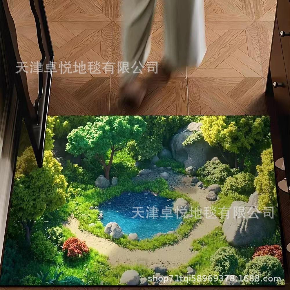 

3D Визуальная Ловушка Напольный Коврик Грязеотталкивающий и Износостойкий Придверный Коврик Ванная Комната Впитывающий и Противоскользящий Коврик 60 * 90Cm