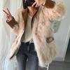 Pelsfrakk Dame Høst- og vinterimitasjon revepels Uformell mote Løs pelsfrakk Mellomlange modeller Tynn
