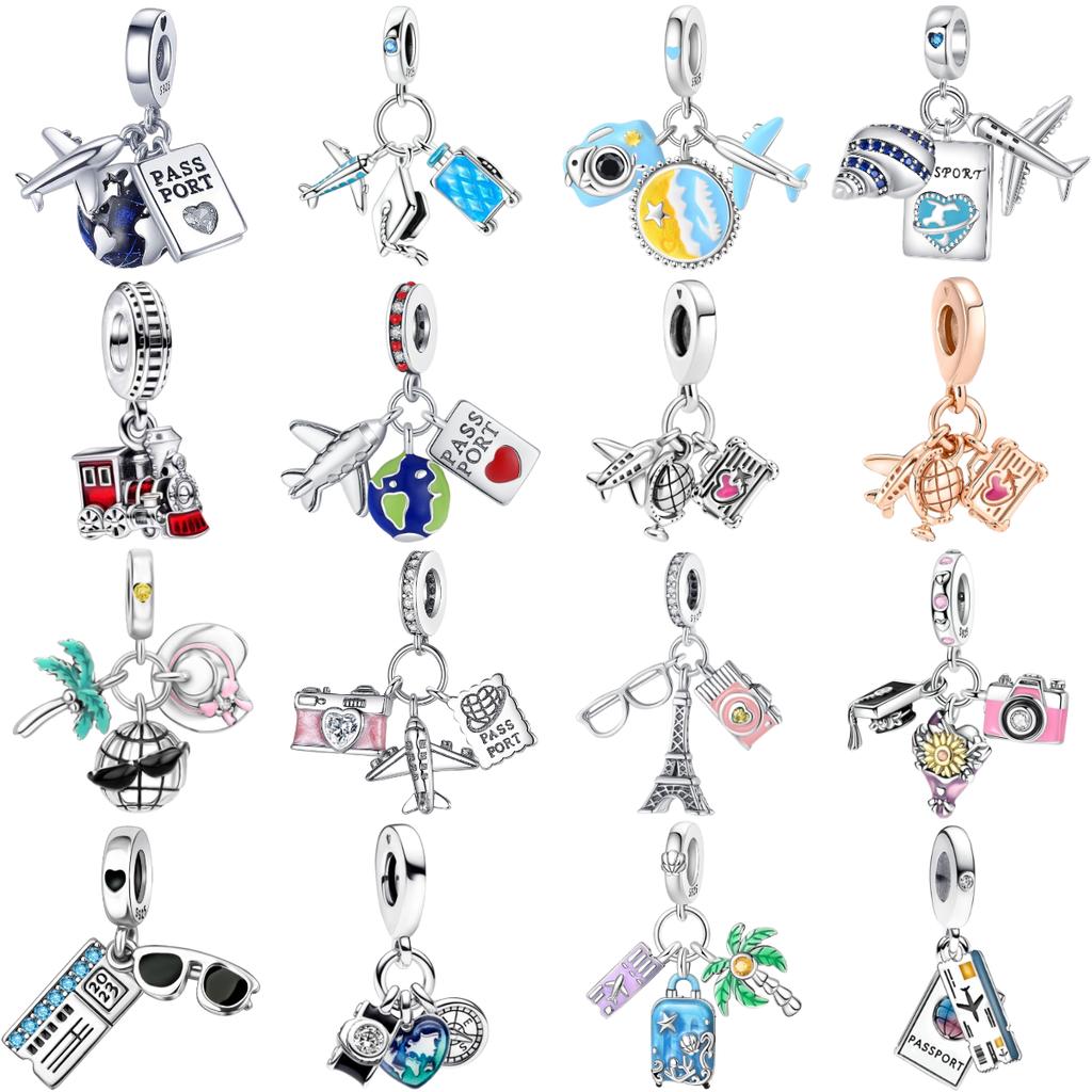 New Copper Airplane Travel Charms Plane Pendant Bead Fit Original Bracelet For Women Necklace Diy Fine Jewelry Gift