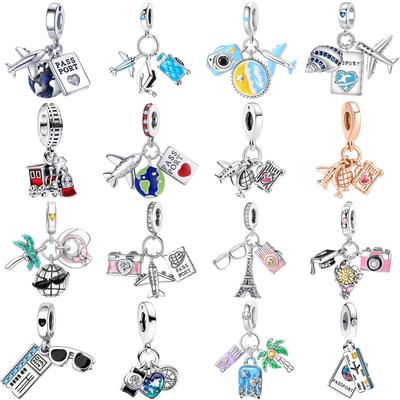 New Copper Airplane Travel Charms Plane Pendant Bead Fit Original Bracelet For Women Necklace Diy Fine Jewelry Gift