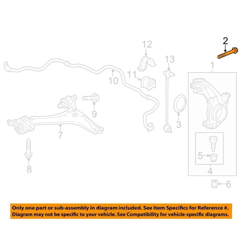 Heavy Duty Knuckles Mounting Bolt For Strut Assembly 12mm x 64mm Iron Construction Direct Fit Replacement 90120-T2A-A00