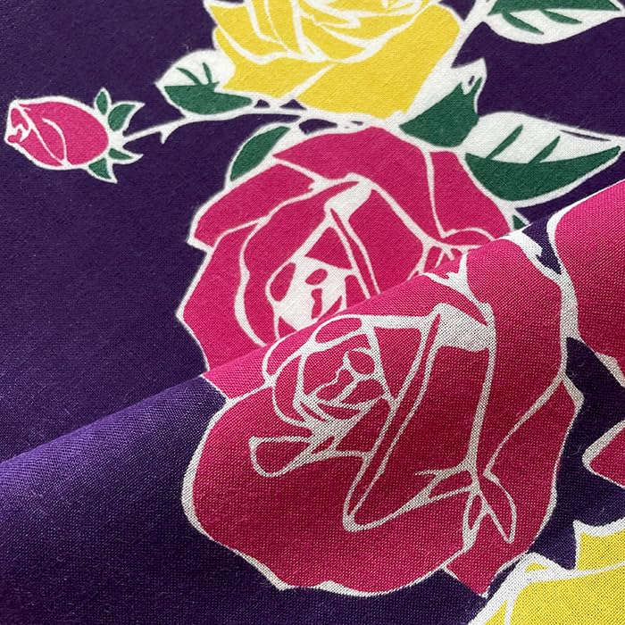 Dyeing Anbo Hand Towel and Edo Authentic Dyed Cotton Made In 35cm X 100cm "Roses Night, Purple" 100% Tokuoka, Japan,