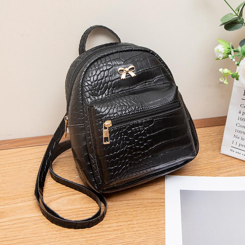 Fresh Style Bow Accent Crocodile Pattern Mini Backpack