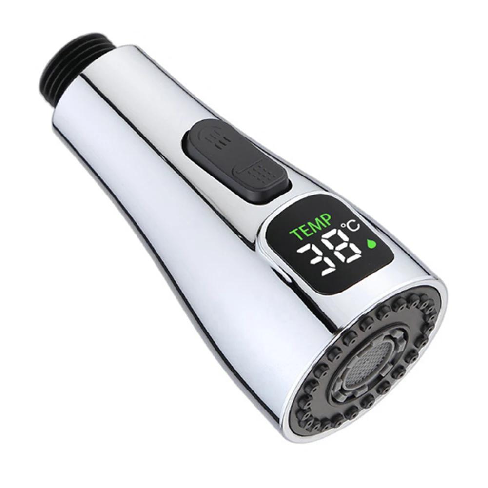 

Kitchen Faucet Nozzle Pull Out Sink Water Tap Nozzle LED Digital Display Faucet Adapter Universal 1/2 Taps Bubbler Connector