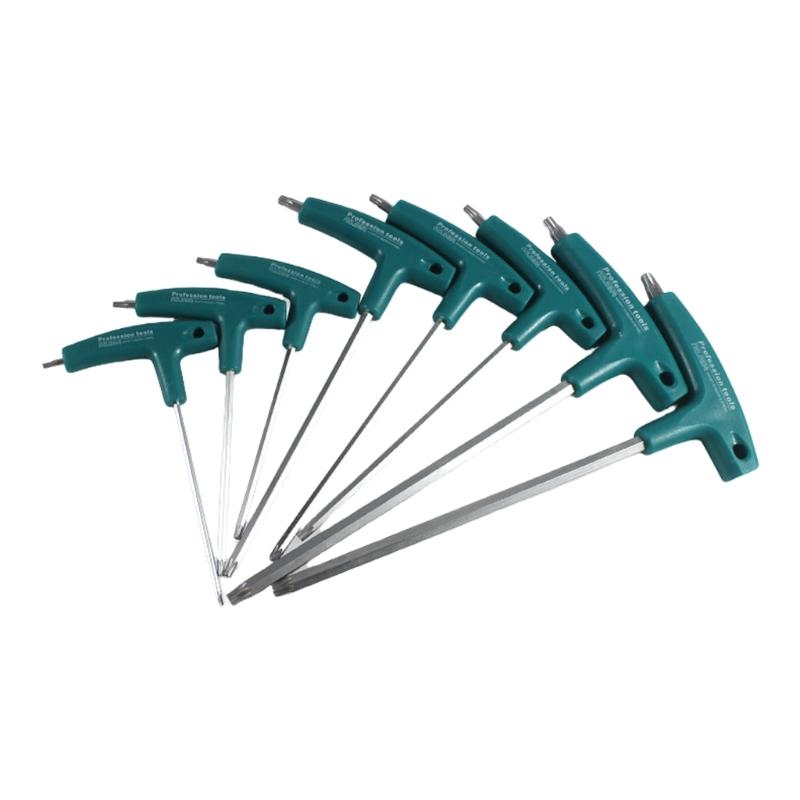 8Pcs T-shaped Hand Tool Hex Socket Wrench T-handle Wrench Extended T-Socket Wrench for Mechanical Working 10-T45 1