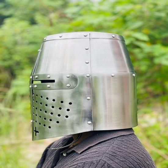 Knight Templar Helmet 13th Century Full Face Steel Helmet  Medieval Crusader Great Helmet  Historical Cosplay & LARP Helmet  Best Gift