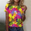 New Glitter Sparkling T-shirt Rainbow Color Printing Fashion T-shirt Short-sleeved Casual Beach Printing Top