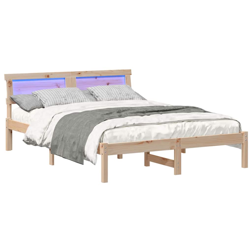 Bed Frame with Headboard Brown 120 X 200 Cm Solid Pine Wood