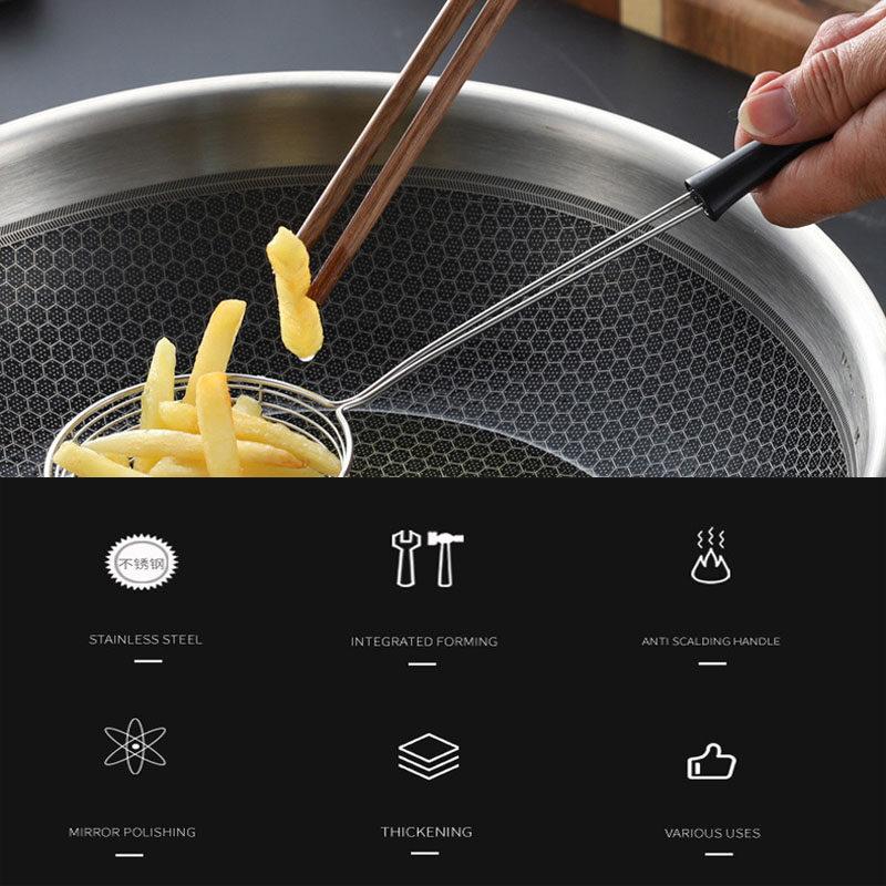 Stainless Steel Large Colander Kitchen Cooking Skimmer Ladle Pasta Food Strainer Spoon Kitchen Tools