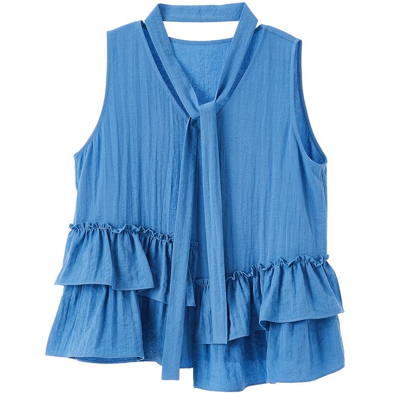 Baitu Women s Summer V-Neck Ribbon Blouse L