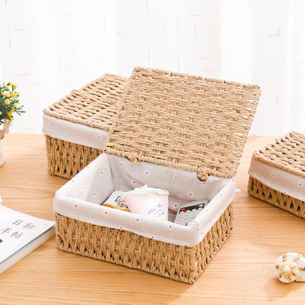 Hand Woven Laundry Hamper Bohemia Storage Basket Rustic Wicker Storage Baskets Desk Decoration