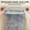 Fuzzy Thigh-High Socks Fluffy Leg Warmers Thickened Plush Over The Knee Socks with Sole Holes for Winter Home Lounging Sleeping