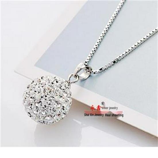 

Подвеска-шар из стерлингового серебра 925 пробы с сияющими стразами и бриллиантами для женщин - Элегантный нишевый дизайн, простая мода, универсальное ювелирное изделие высокого класса 925 Silver