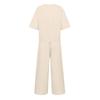 Women's Casual Fashion Sexy Long And Short Sleeve Pullover Shirt Round Neck Literary Retro Solid Color Casual Split Suit